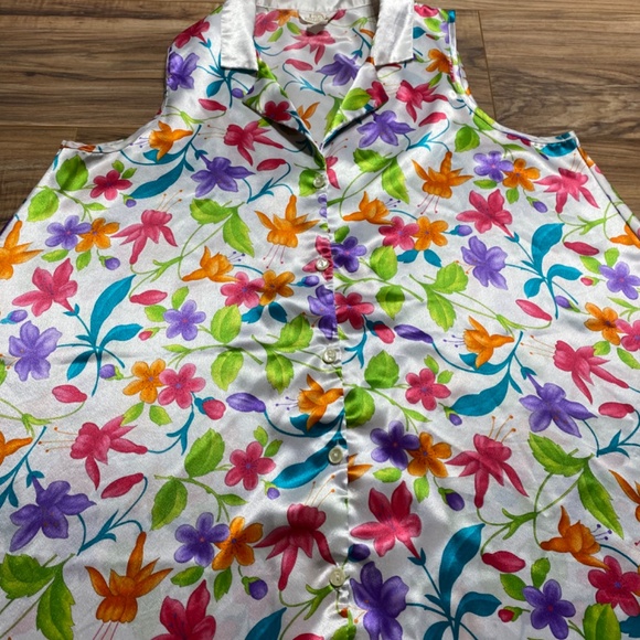 Vintage LA Intimates Women’s Floral Collard Tank Top Dress - Picture 2 of 5